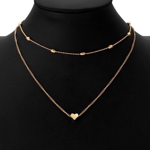 2 Layer heart necklace choker - Picture 4 of 4